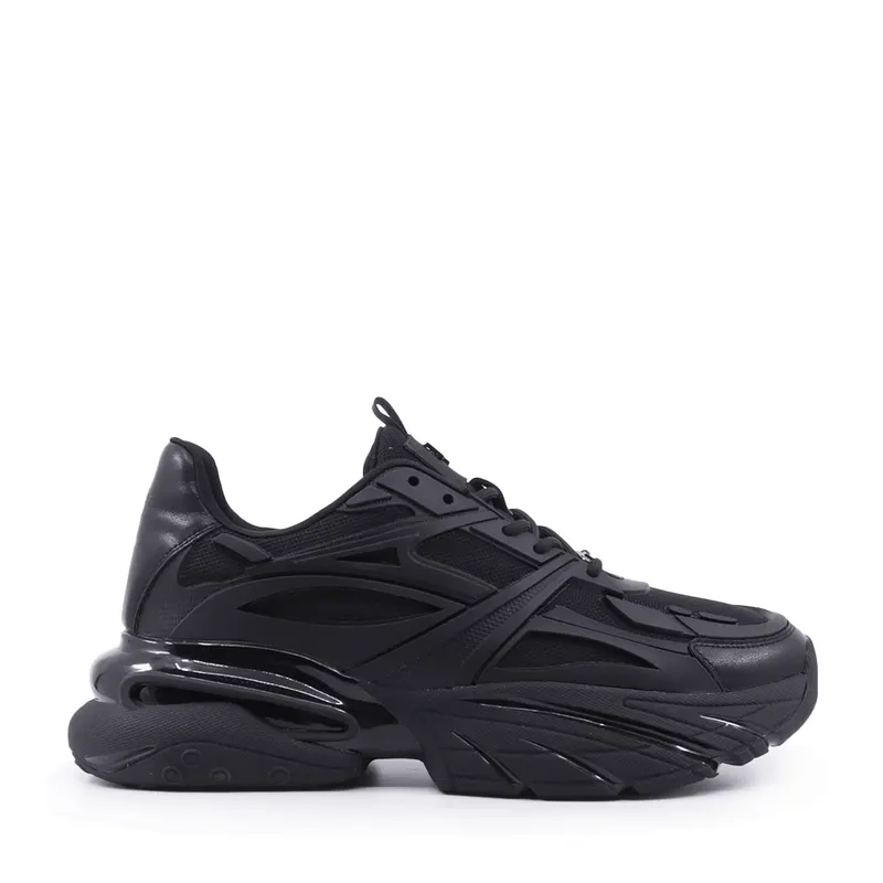 Sneakers bărbați Enzo Bertini negri din piele naturală și textil 3660bp431n