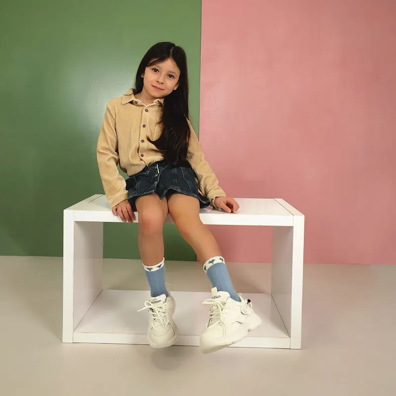 Sneakers fetițe albi din piele 3791FP002A — imaginea 2
