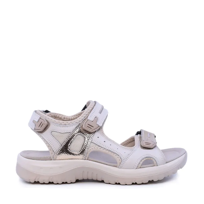 Sandale tip trekking femei Luca di Gioia bej din piele întorsă și textil 1291DS4100BE