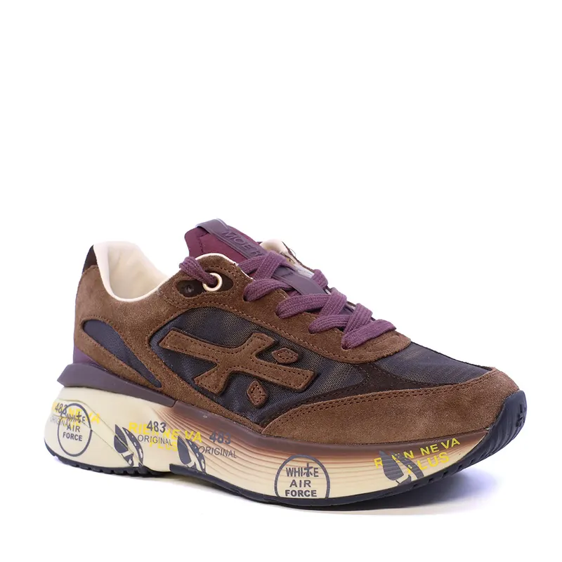 Sneakers femei Premiata Moerun maro din piele și textil 1692DP8562M — imaginea 2