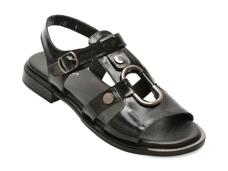 Sandale GRYXX negre, 3810101, din piele naturala lacuita