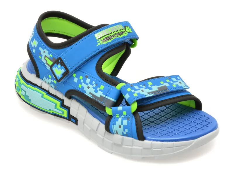Sandale SKECHERS albastre, MEGA-SPLASH 4K, din piele ecologica