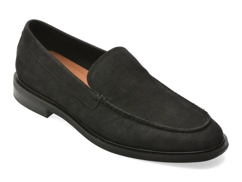 Mocasini eleganti negri, ALFONSO 001, din nabuc