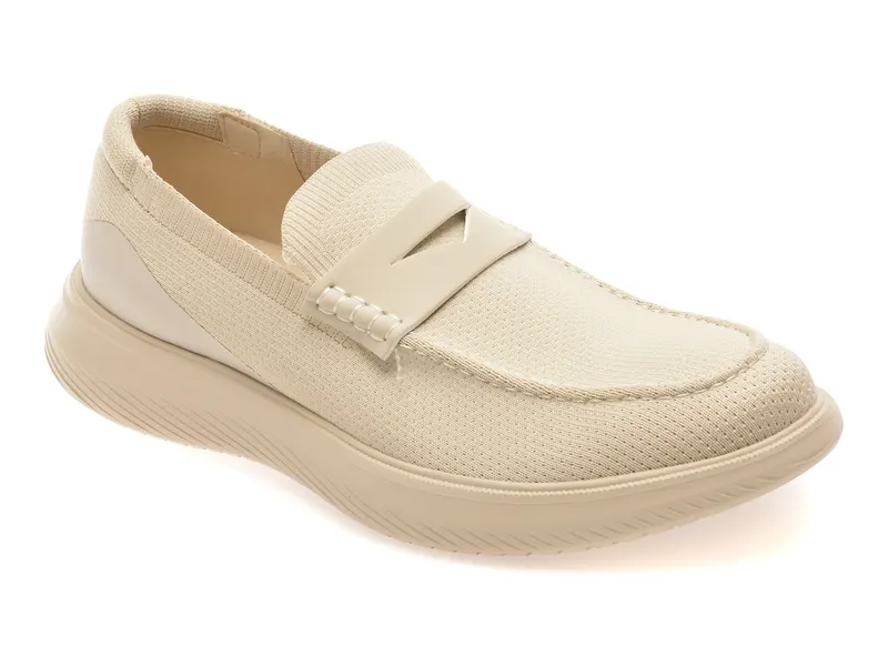 Mocasini bej, TURLEY 276, din material textil