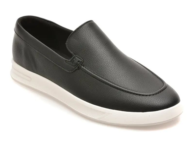 Mocasini negri, GINO 001, din piele ecologica
