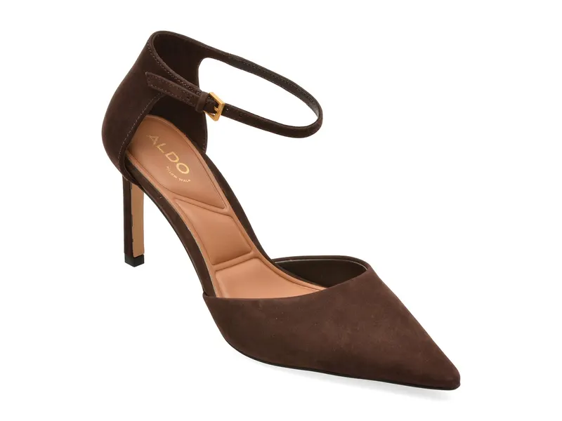 Pantofi eleganti maro, MERLO 201, din nabuc