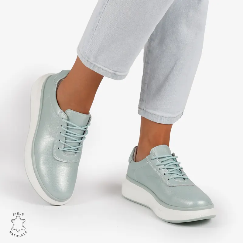 Pantofi Casual Dama Piele Naturala CRL1002 Culoare: VERDE