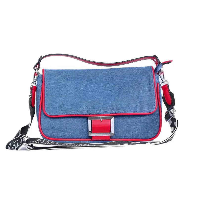 GEANTA DENIM CU CATARAMA DECORATIVA CRL 8836 ROSU