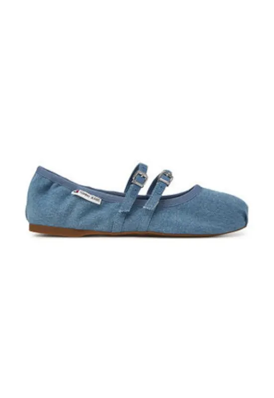 Balerini dama - albastru - textil - Albastru