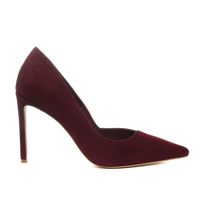 Pantofi Ava Stiletto, Piele Intoarsa, Burgundy - Premium Collection