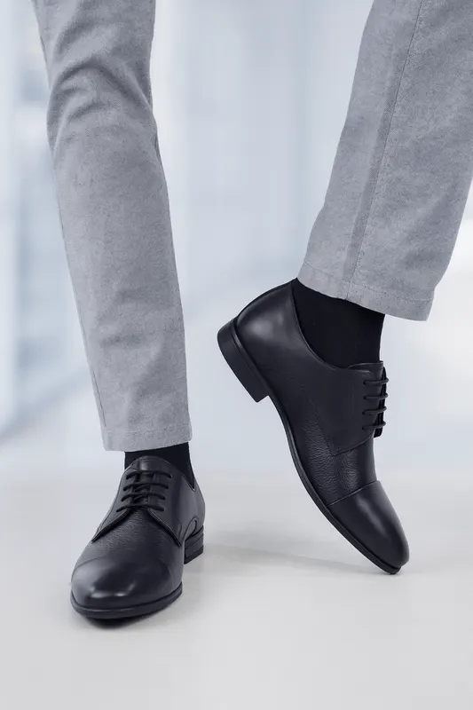 Pantofi Eleganti Barbati din Piele Negri cu Siret - PETER