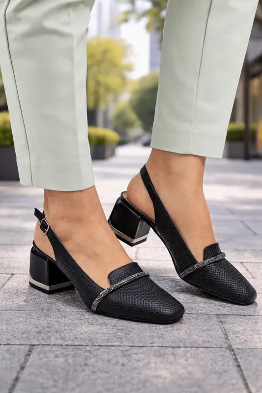 Pantofi Eleganti Decupati din Piele Neagra - BYX BLACK
