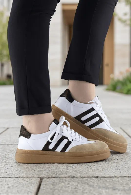 Sneakers din Piele Naturala Alba - GEZ WHITE