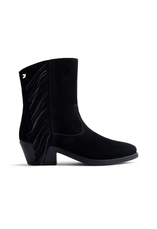 Ghete cowboy de piele intoarsa - Negru