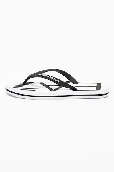 Papuci flip-flop cu detalii logo - Alb/Negru