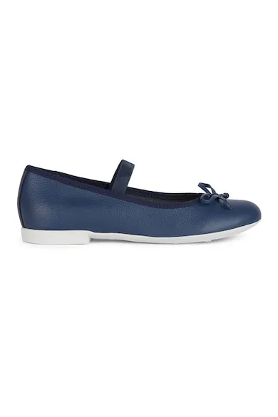 Balerini de piele cu bareta elastica - Bleumarin