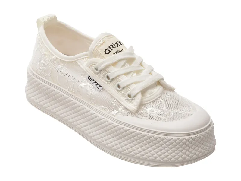 Pantofi sport albi, 9122, din material textil