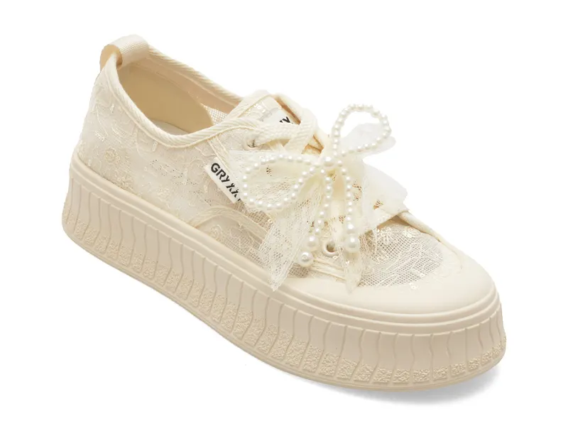 Pantofi albi, 278, din material textil