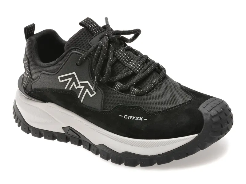 Pantofi sport negri, 5901, din piele naturala
