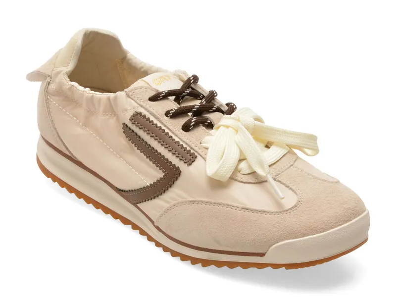 Pantofi sport gri, 30076, din material textil si piele naturala