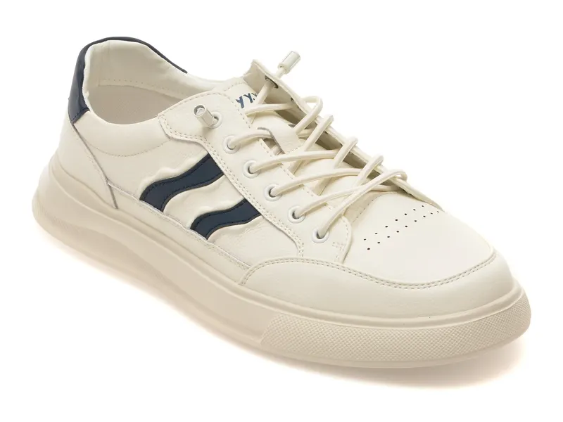 Pantofi sport albi, 86282, din piele naturala