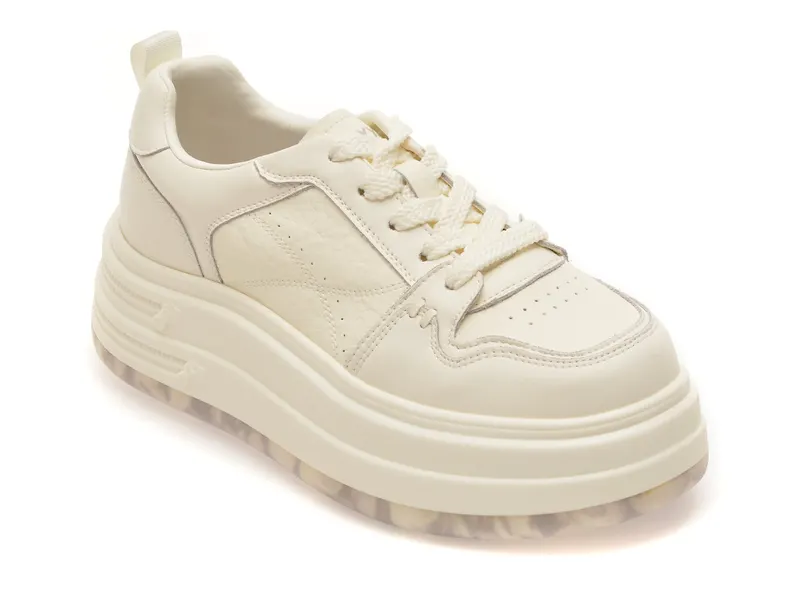 Pantofi sport albi, 8531, din piele naturala