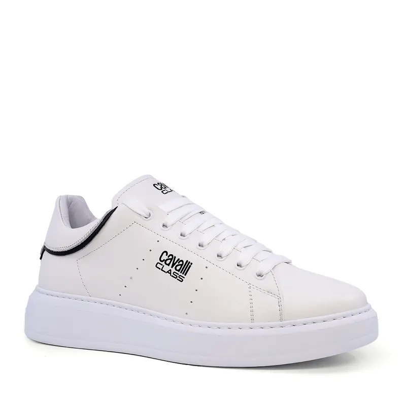 Sneakers barbati Cavalli Class albi din piele 3497BP24110A — imaginea 2