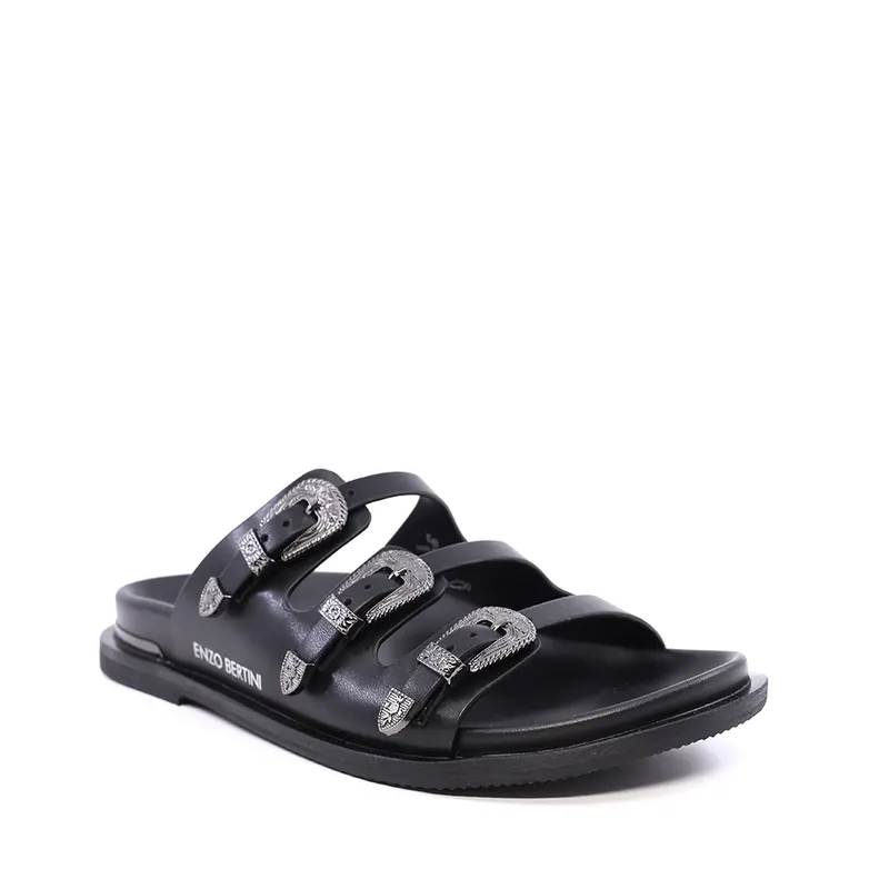 Saboți femei Enzo Bertini negri din piele 2279DST77896N — imaginea 2