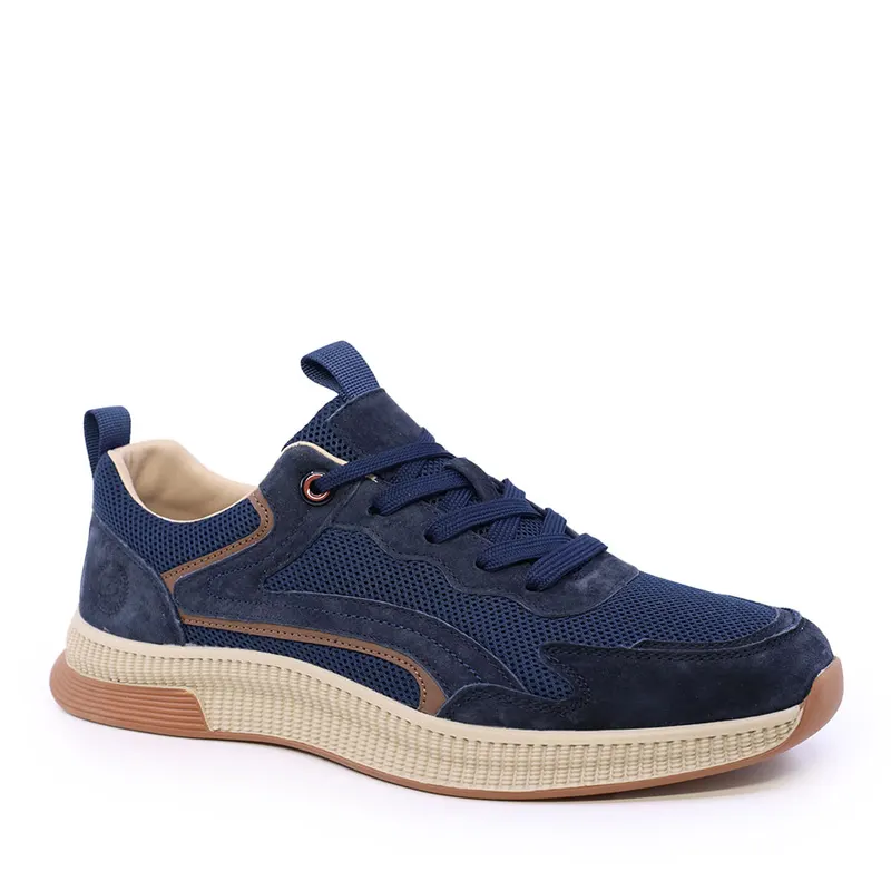 Sneakers bărbați bleumarin din piele și textil 1921BP0370VBL — imaginea 2