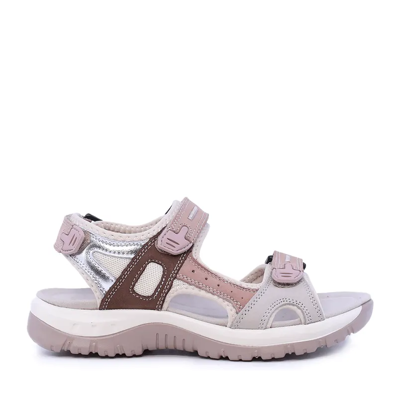 Sandale tip trekking femei Luca di Gioia roz dindin piele întorsă și textil 1291DS3300RO