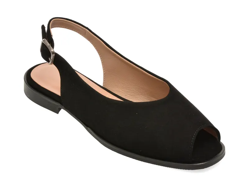 Sandale GOLD DEER negre, 420928, din piele intoarsa
