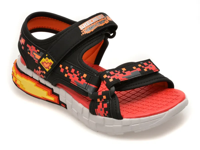 Sandale SKECHERS negre, MEGA-SPLASH 4K, din piele ecologica
