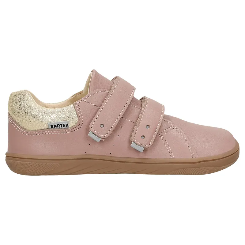 Pantofi barefoot roz pentru fete cu călcâi auriu BARTEK 86003-55
