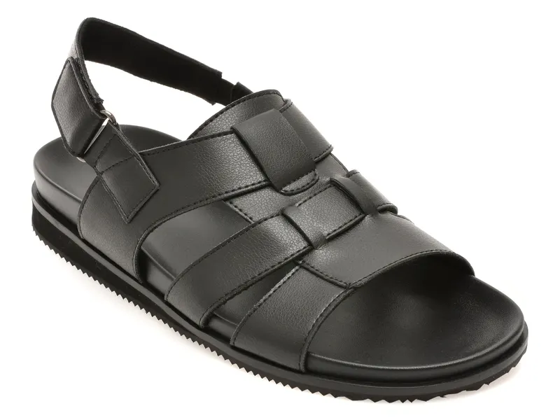 Sandale negre, NUNO 008, din piele ecologica