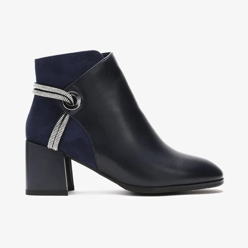 Botine dama din Piele Ecologica+Piele Ecologica Intoarsa CRL0662 Bleumarin