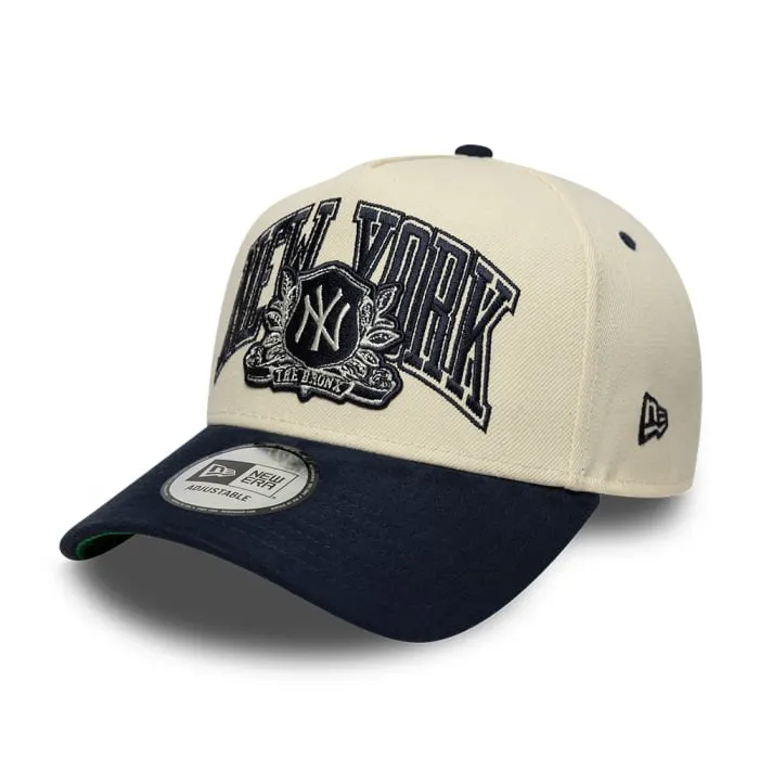 Sapca New Era MLB New York Yankees Suede 9FORTY E-Frame Adjustable Cap Cream Navy