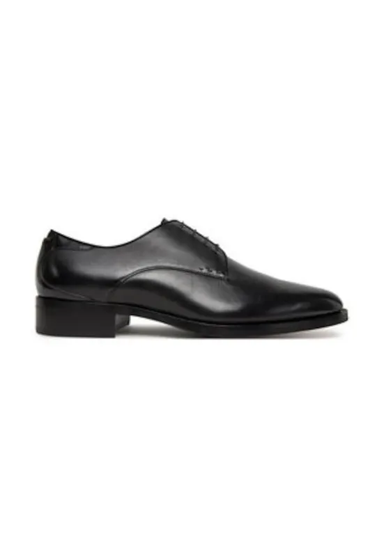 Pantofi barbatesti - piele naturala - negru - inchidere cu sireturi -