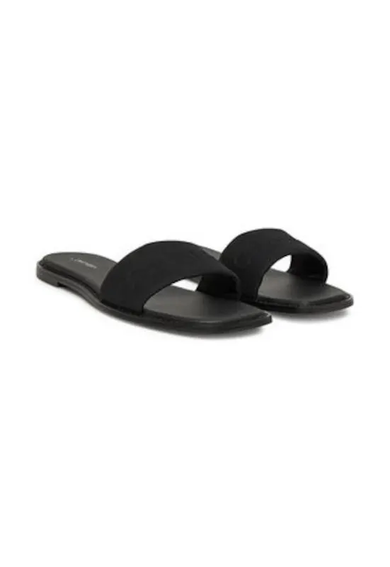 Slapi dama - negru - textil
