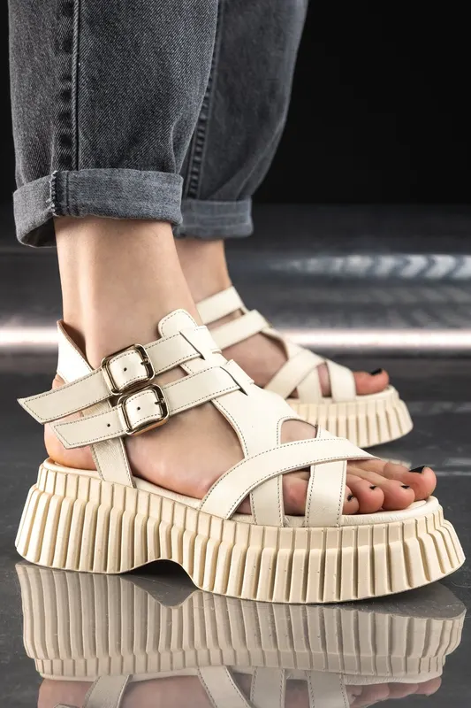 Sandale Dama Din Piele Bej - Georgia BEIGE