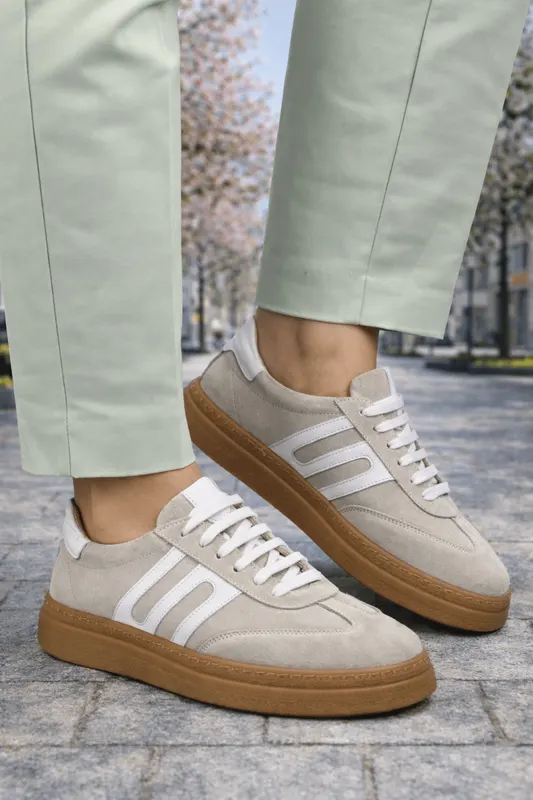 Sneakers din Piele Intoarsa Gri - GEZ GREY