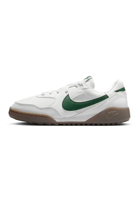 Pantofi sport din material textil cu garnituri de piele ecologica - Alb/Verde inchis