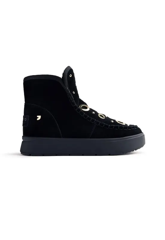 Ghete de piele intoarsa cu anouri metalice - Negru