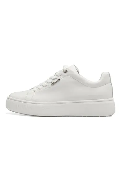 Pantofi sport flatform de piele - Alb
