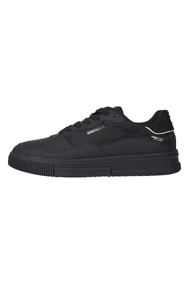 Pantofi sport de piele si piele ecologica cu insertii de plasa - Negru