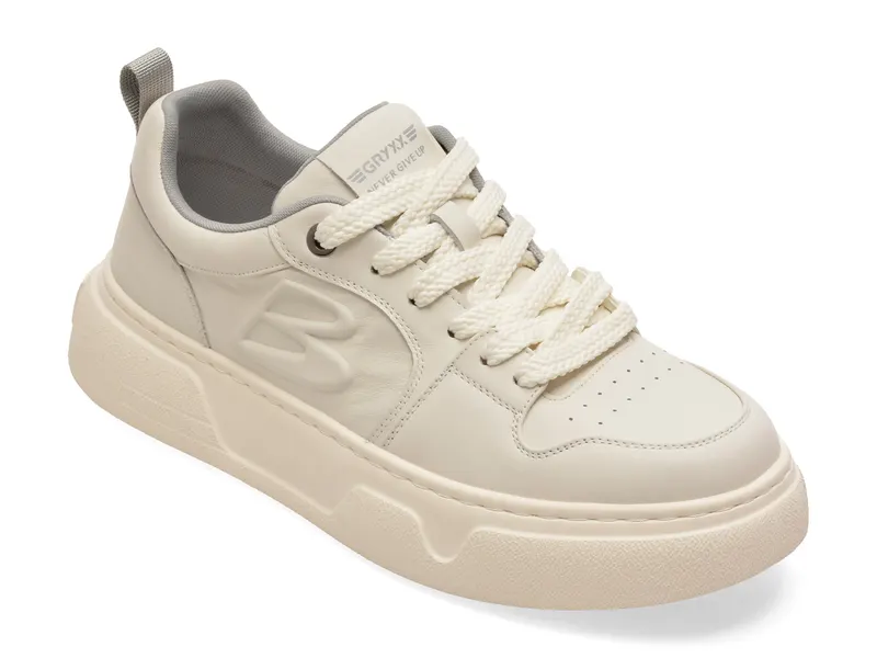 Pantofi sport albi, 30360, din piele naturala
