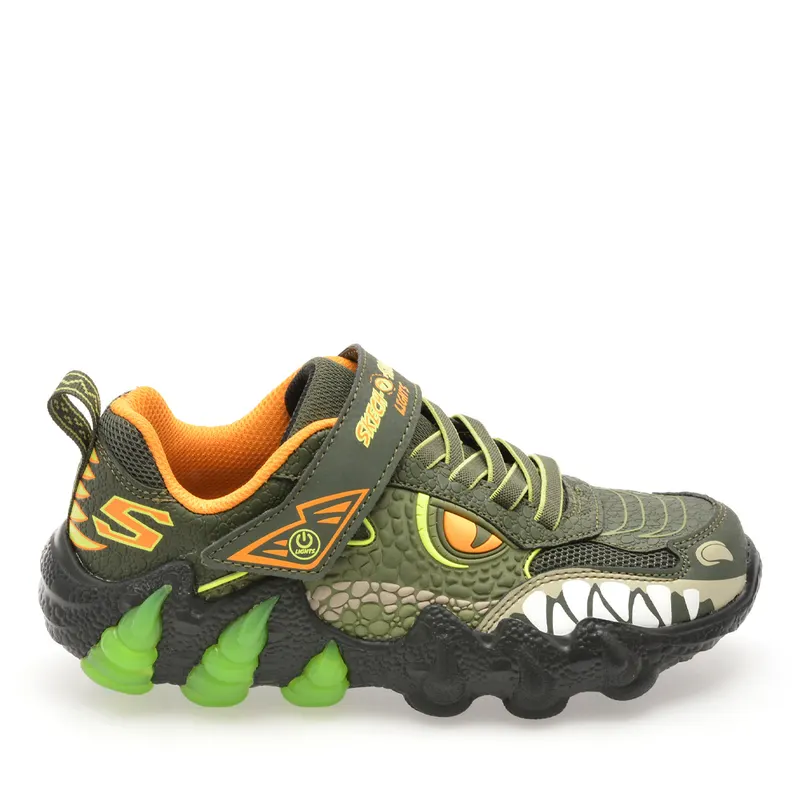 Pantofi sport băieți Skechers Skech-o-Saurus Lights verzi 1961MP400121LV