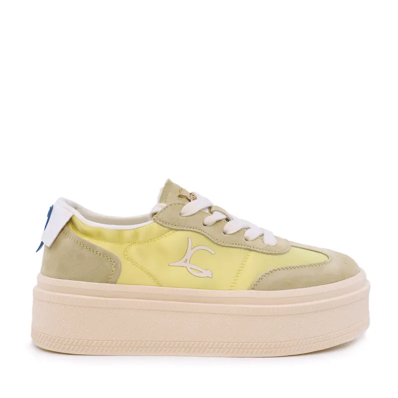 Sneakers femei Luca di Gioia galbeni din velur și textil satinat 1291DP9100VG