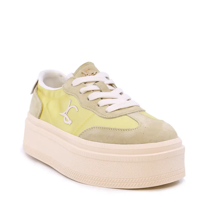 Sneakers femei Luca di Gioia galbeni din velur și textil satinat 1291DP9100VG — imaginea 2