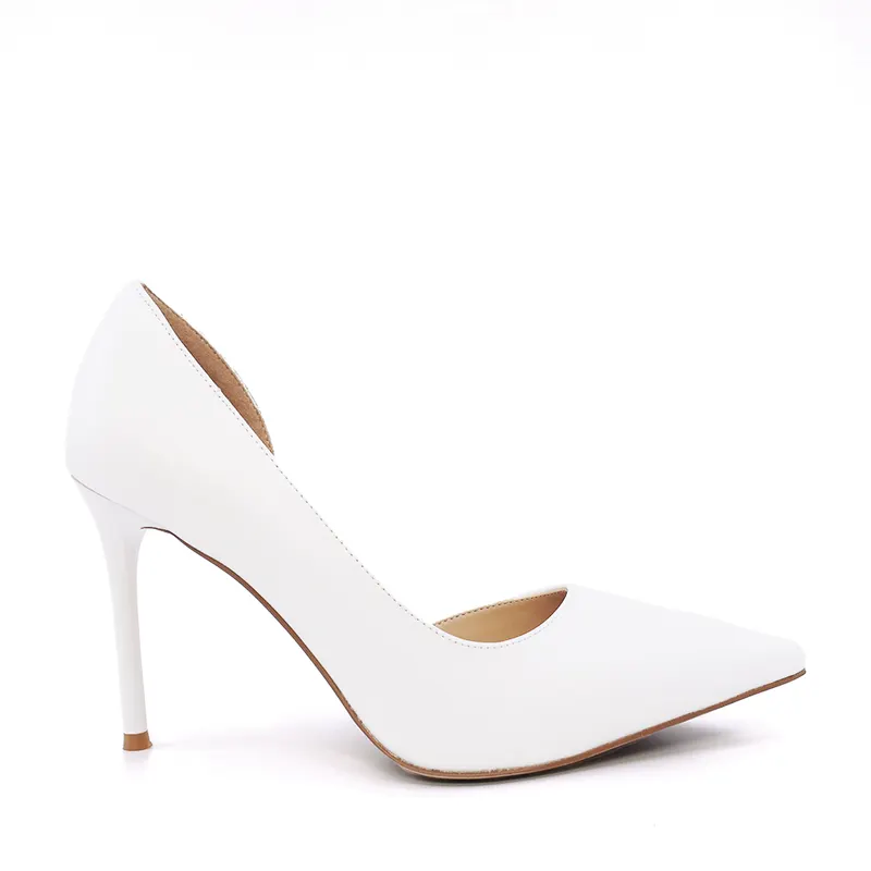 Pantofi stiletto D'Orsay femei Luca di Gioia albi din piele 1261DD7263A