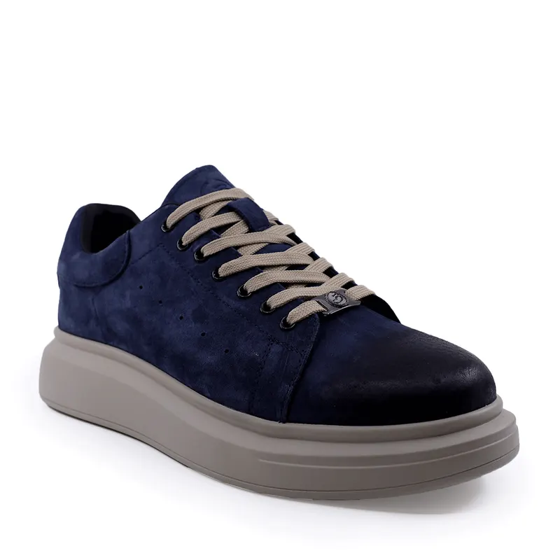 Sneakers ușori bărbați bleumarin din piele întoarsă 3859BP311VBL — imaginea 2